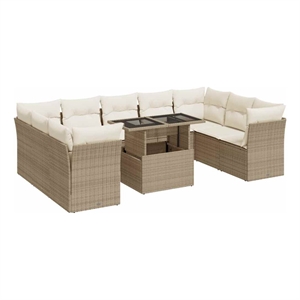 vidaXL 10 Piece Steel Sofa Set in Beige