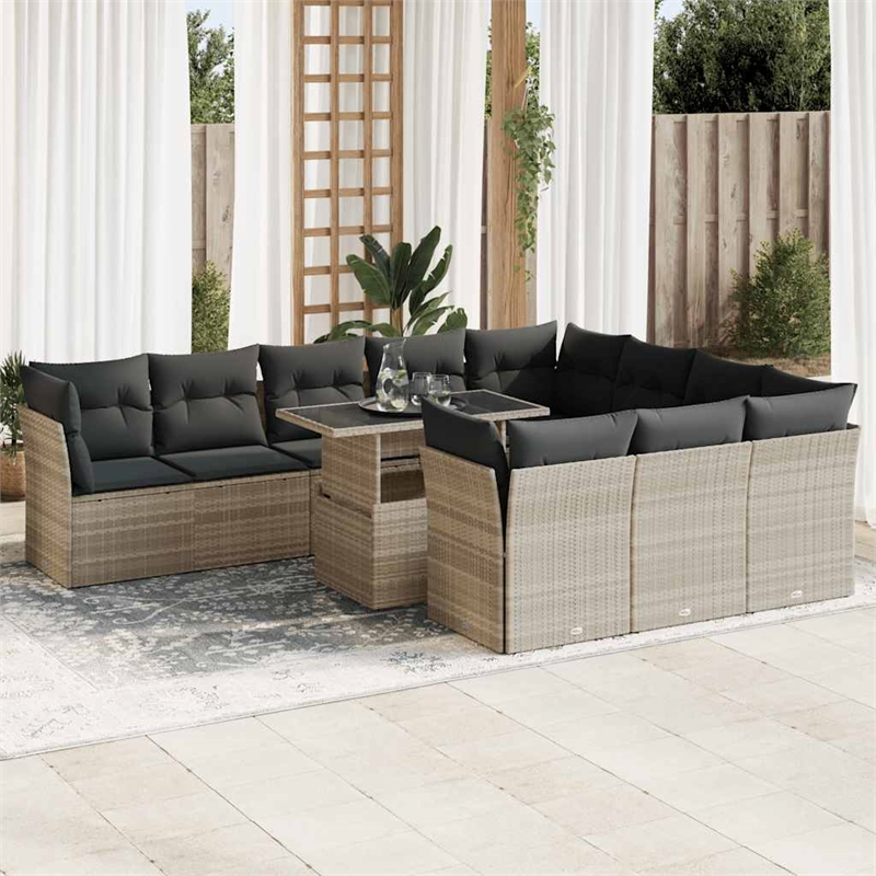 vidaXL 11 Piece Poly Rattan Sofa Set in Gray