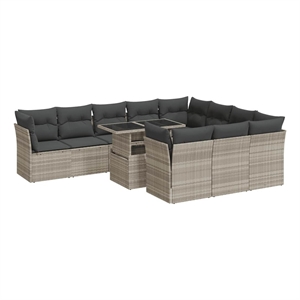 vidaXL 11 Piece Poly Rattan Sofa Set in Gray