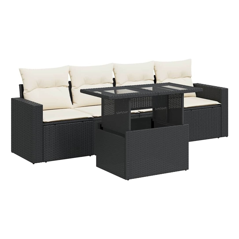 vidaXL 5 Piece Steel Sofa Set in Black/White/Cream