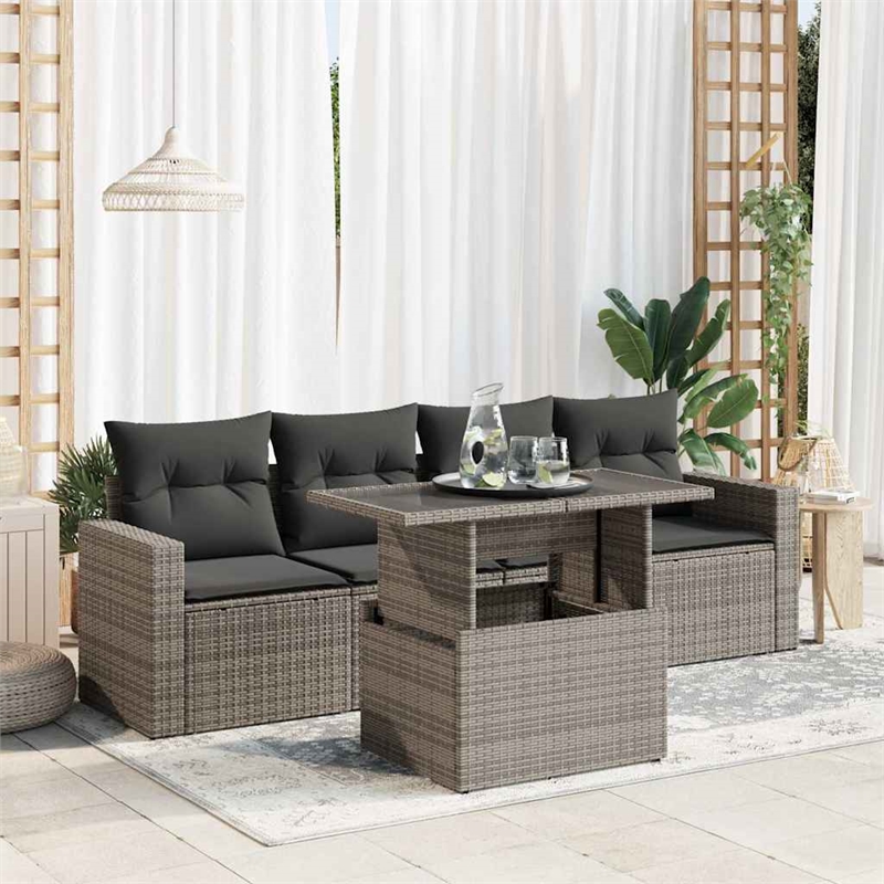 vidaXL 5 Piece Large Sofa Set in Gray