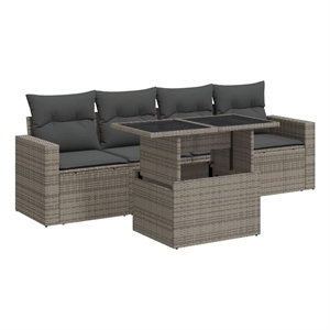vidaXL 5 Piece Large Sofa Set in Gray