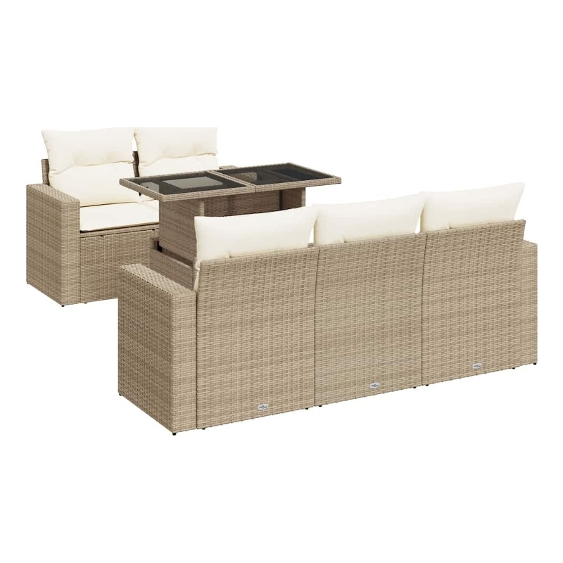 vidaXL 6 Piece Sofa Set in White/Cream/Beige