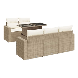 vidaXL 6 Piece Sofa Set in White/Cream/Beige
