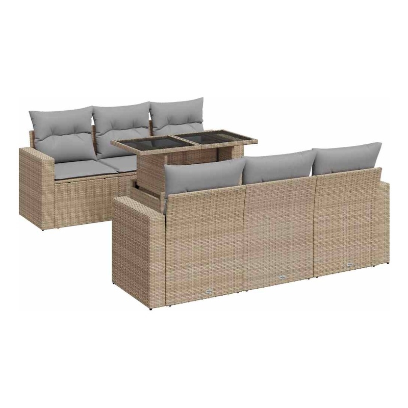 vidaXL 7 Piece Steel Sofa Set in Gray/Beige