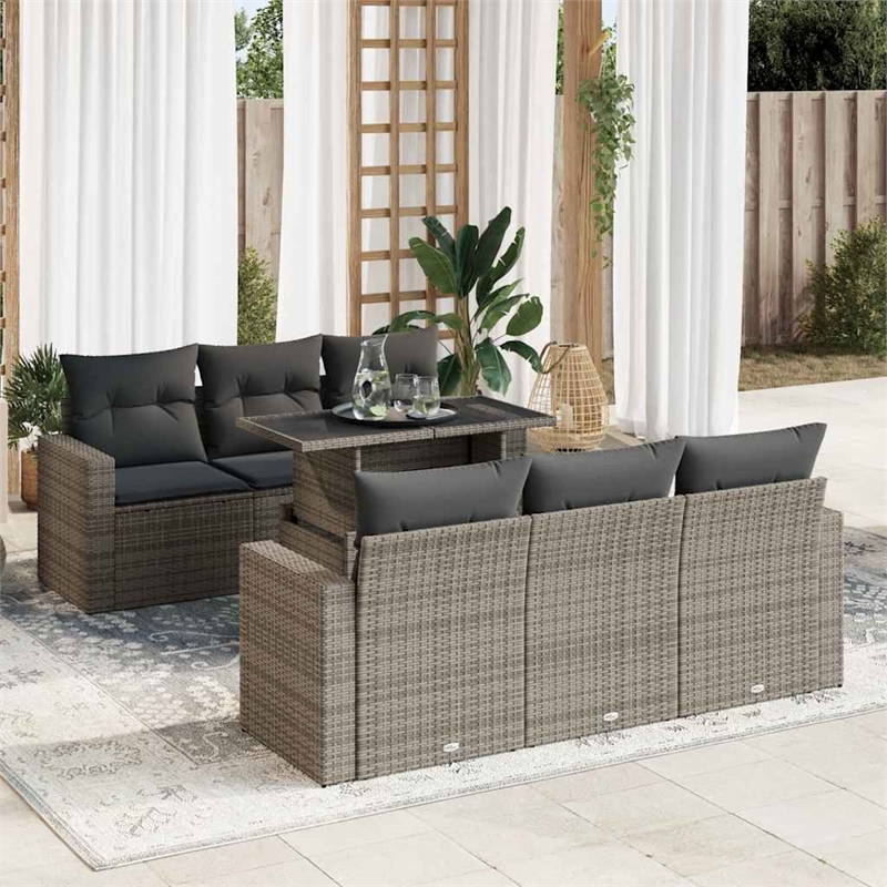 vidaXL 7 Piece Steel Sofa Set in Gray