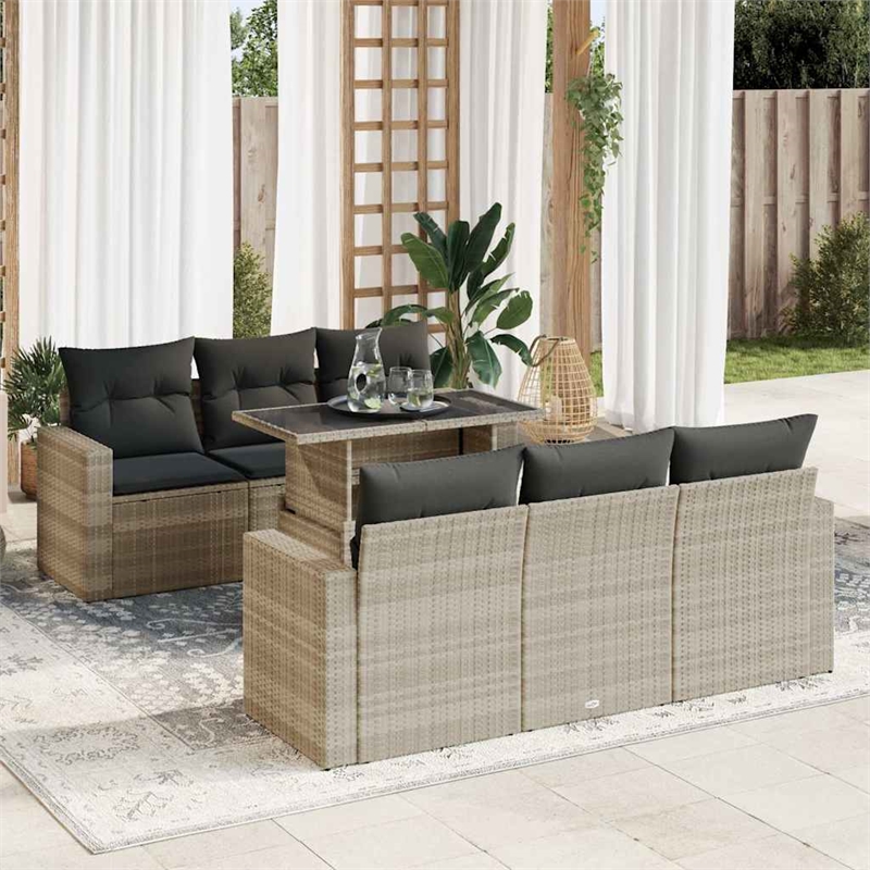 vidaXL 7 Piece Steel Sofa Set in Gray