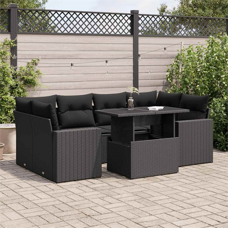 vidaXL 7 Piece Sofa Set in Black