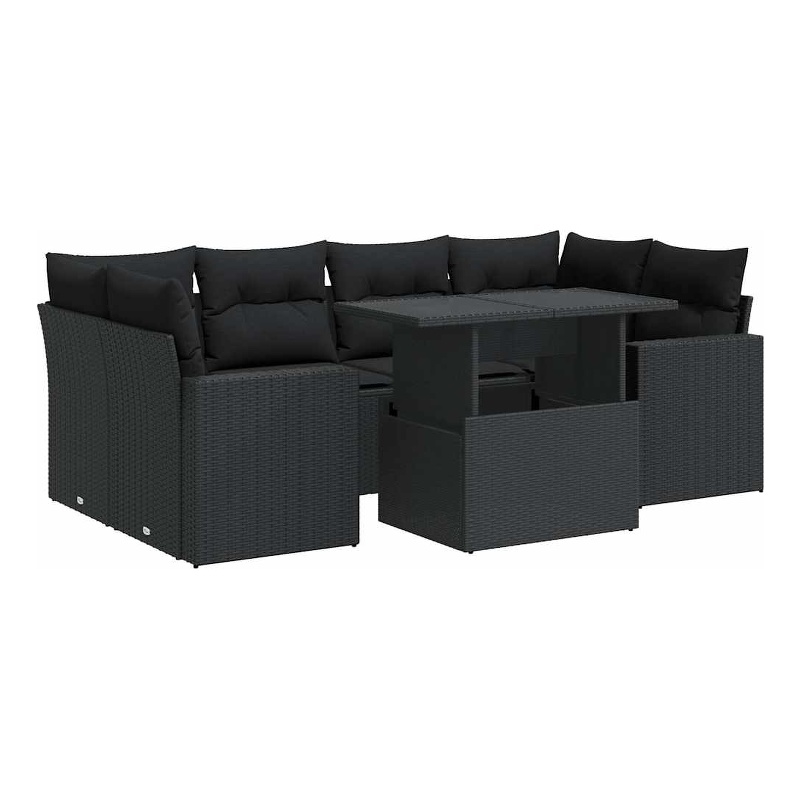 vidaXL 7 Piece Sofa Set in Black