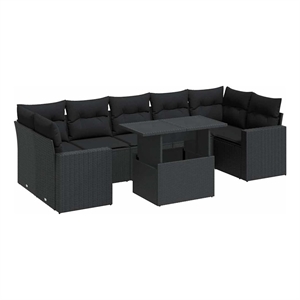 vidaXL 8 Piece Steel Large Patio Sofa Set in Black