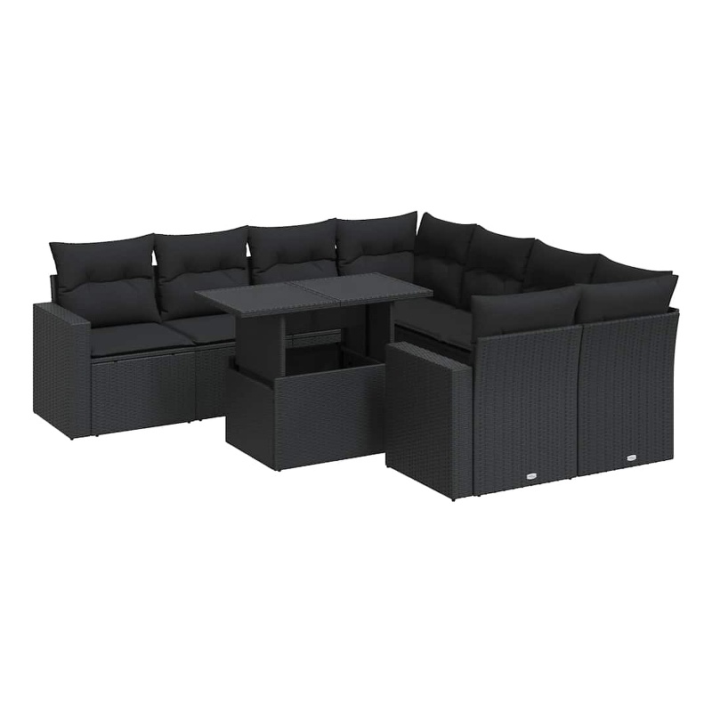 vidaXL 9 Piece Poly Rattan Sofa Set in Black
