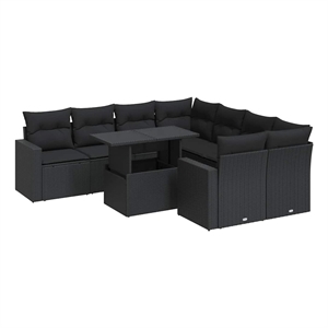 vidaXL 9 Piece Poly Rattan Sofa Set in Black