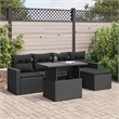 vidaXL 6 Piece Poly Rattan Large Sofa Set in Black