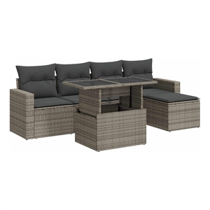 vidaXL 6 Piece Poly Rattan Sofa Set in Gray