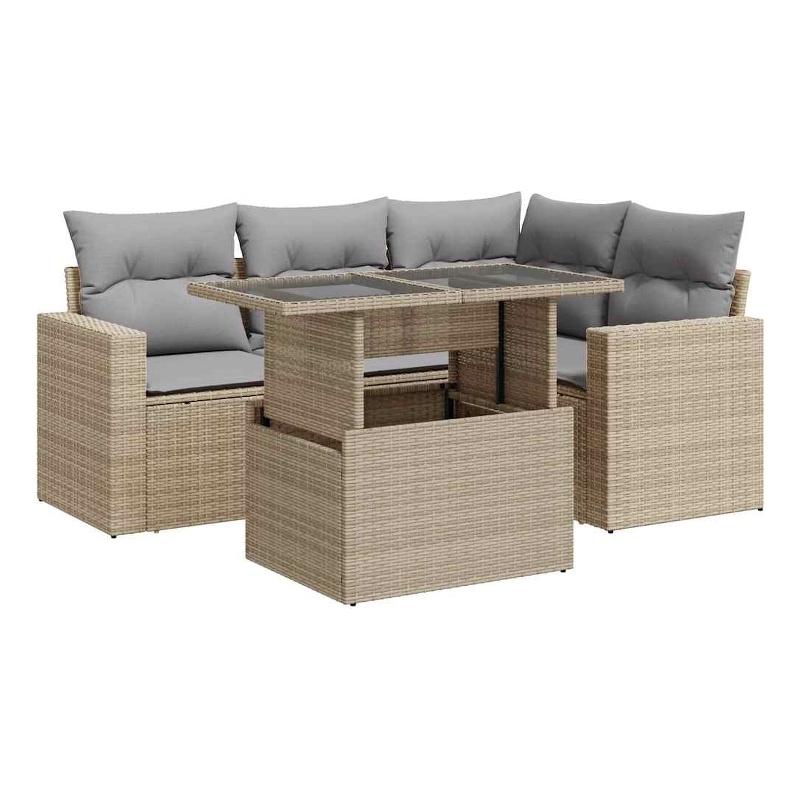 vidaXL 5 Piece Steel Sofa Set in Gray/Beige
