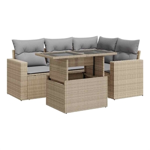 vidaXL 5 Piece Steel Sofa Set in Gray/Beige