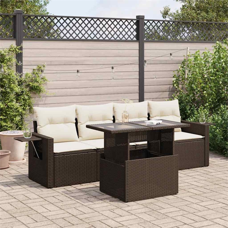 vidaXL 5 Piece Poly Rattan Patio Sofa Set