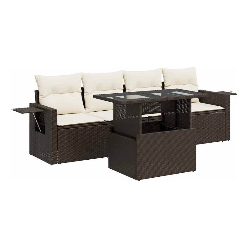 vidaXL 5 Piece Poly Rattan Patio Sofa Set