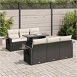 vidaXL 7 Piece Poly Rattan Sofa Set in Black/White/Cream