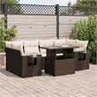 vidaXL 7 Piece Steel Sofa Set in White/Brown/Cream