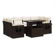vidaXL 7 Piece Steel Sofa Set in White/Brown/Cream