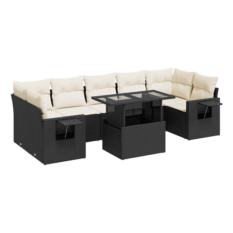 vidaXL 8 Piece Steel Small Sofa Set in Black
