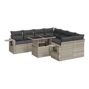 vidaXL Poly Rattan Sofa Set in Gray