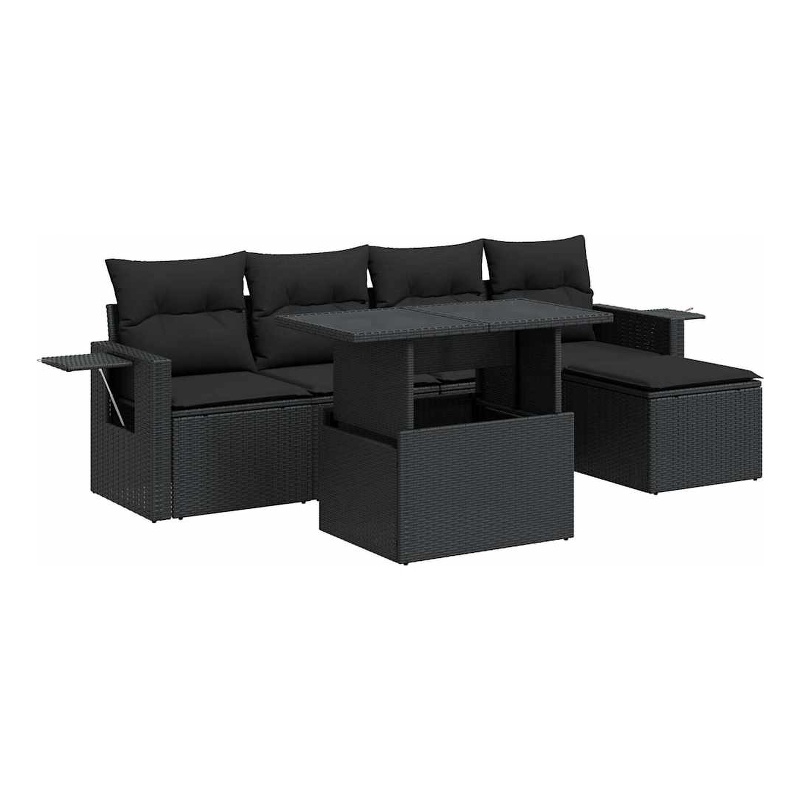 vidaXL 6 Piece Steel Sofa Set in Black