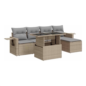 vidaXL 6 Piece Sofa Set in Gray/Beige