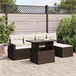 vidaXL 6 Piece Steel Sofa Set in White/Brown/Cream