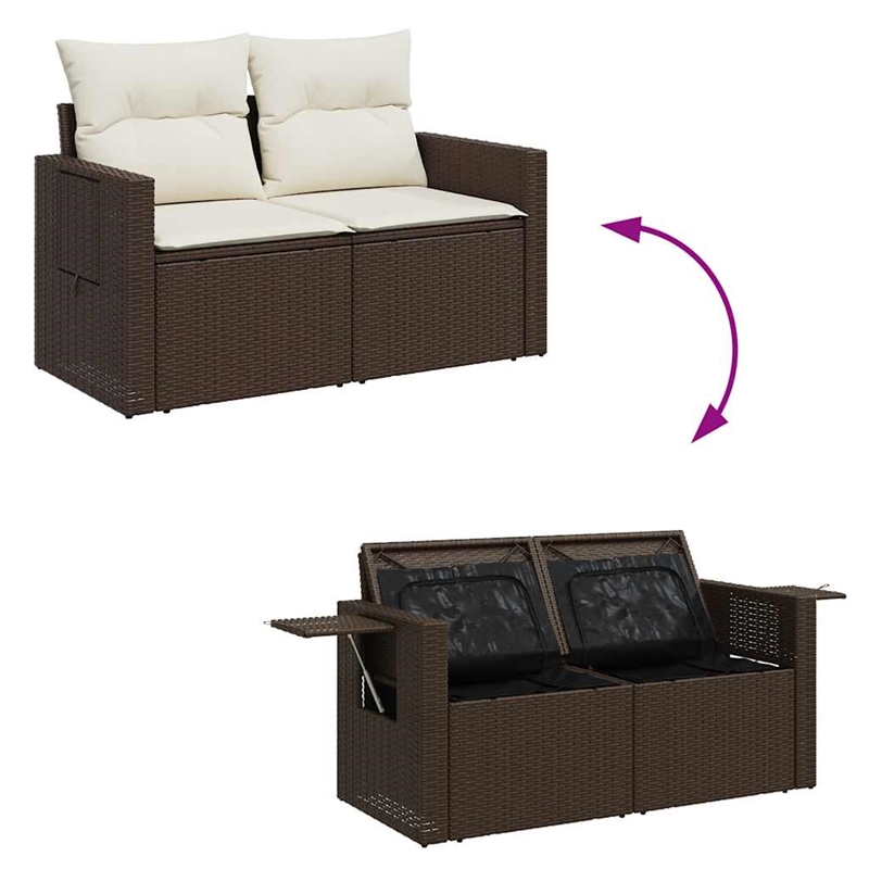 vidaXL 6 Piece Steel Sofa Set in White/Brown/Cream