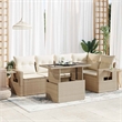 vidaXL 6 Piece Poly Rattan Sofa Set in White/Cream/Beige