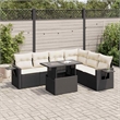 vidaXL 7 Piece Poly Rattan Sofa Set in Black/Cream