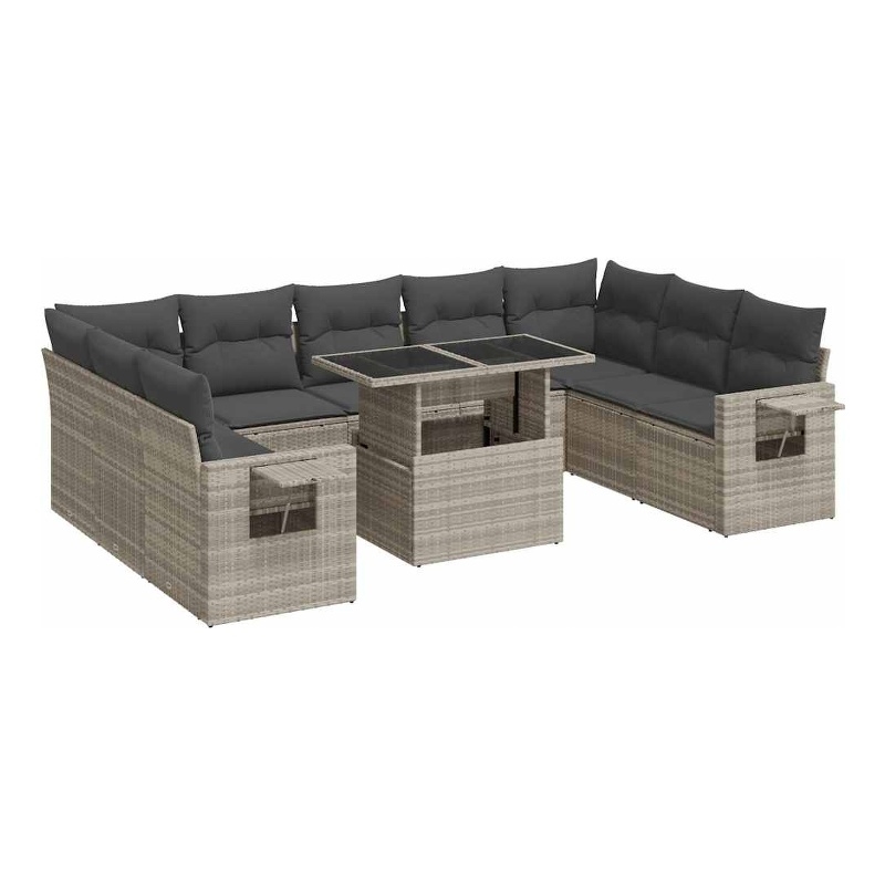 vidaXL 10 Piece Sofa Set in Gray