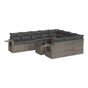 vidaXL Poly Rattan Large Sofa Set in Gray