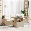 vidaXL 5 Piece Poly Rattan Large Sofa Set in Beige