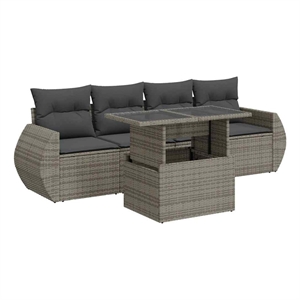 vidaXL 5 Piece Poly Rattan Sofa Set in Gray