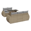 vidaXL 6 Piece Poly Rattan Sofa Set in Gray/Beige