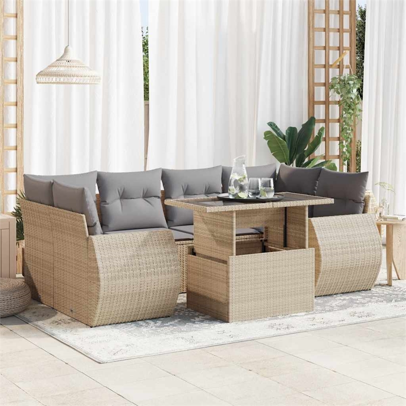 vidaXL 7 Piece Sofa Set in Beige