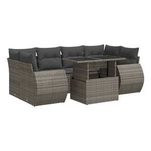 vidaXL 7 Piece Poly Rattan Sofa Set in Gray