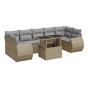 vidaXL Poly Rattan Large Sofa Set in Gray/Beige