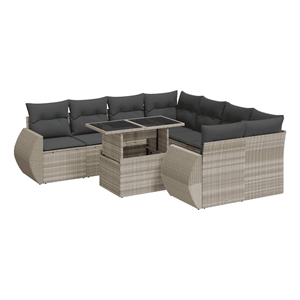 vidaXL 9 Piece Poly Rattan Sofa Set in Gray