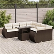vidaXL 9 Piece Poly Rattan Sofa Set in White/Brown/Cream