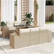 vidaXL 6 Piece Poly Rattan Sofa Set in White/Cream/Beige
