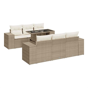 vidaXL 7 Piece Poly Rattan Sofa Set in Beige