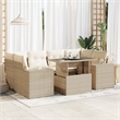 vidaXL 7 Piece Poly Rattan Sofa Set in Beige