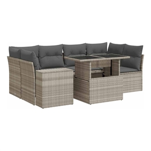 vidaXL 7 Piece Poly Rattan Sofa Set in Gray