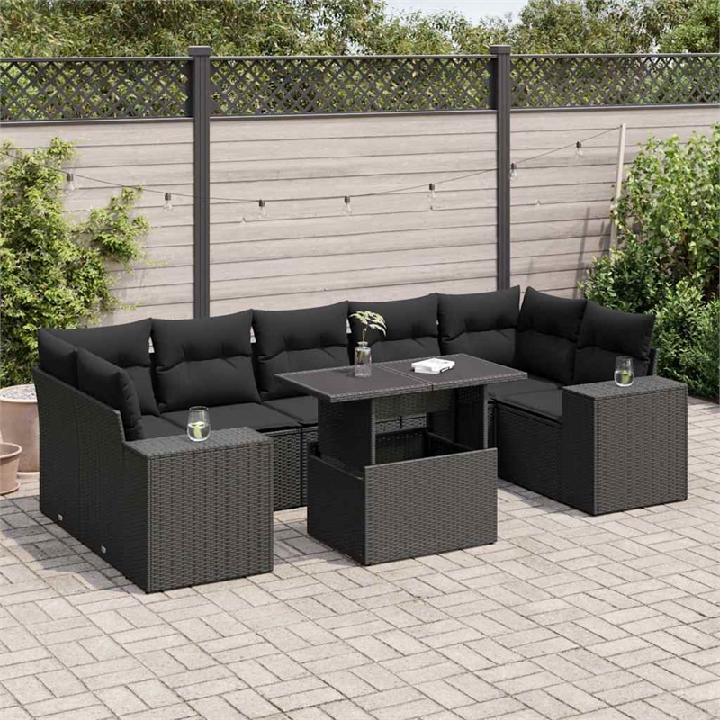 vidaXL 8 Piece Sofa Set in Black