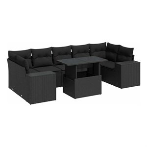 vidaXL 8 Piece Sofa Set in Black