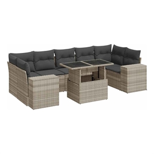 vidaXL 8 Piece Poly Rattan Large Sofa Set in Gray